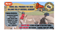 Travel Ball Program for 2026: Gallinas Valley Baseball Academy
